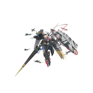 方案：飞行甲板拟物化为机械翼+飞行甲板拟物化为骑枪+舰载机伴飞+少量掺杂的自卫武器系统，是一个相当厚重且多层次的方案。示范者：《战舰少女》中的彼得·施特拉塞尔（改后形象）。