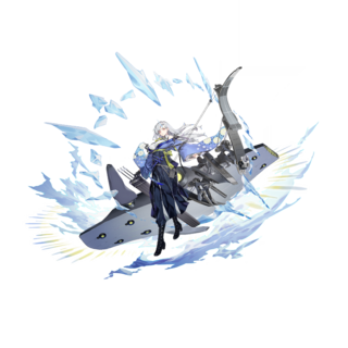 另一则飞行甲板拟物化为弓的方案，但要厚重得多，并添加了拟态为须鲸的船体来体现她的庞大。示范者：《战舰少女》中的G14。